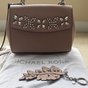 Michael Kors Pink Crystal-Embellished Leather Crossbody